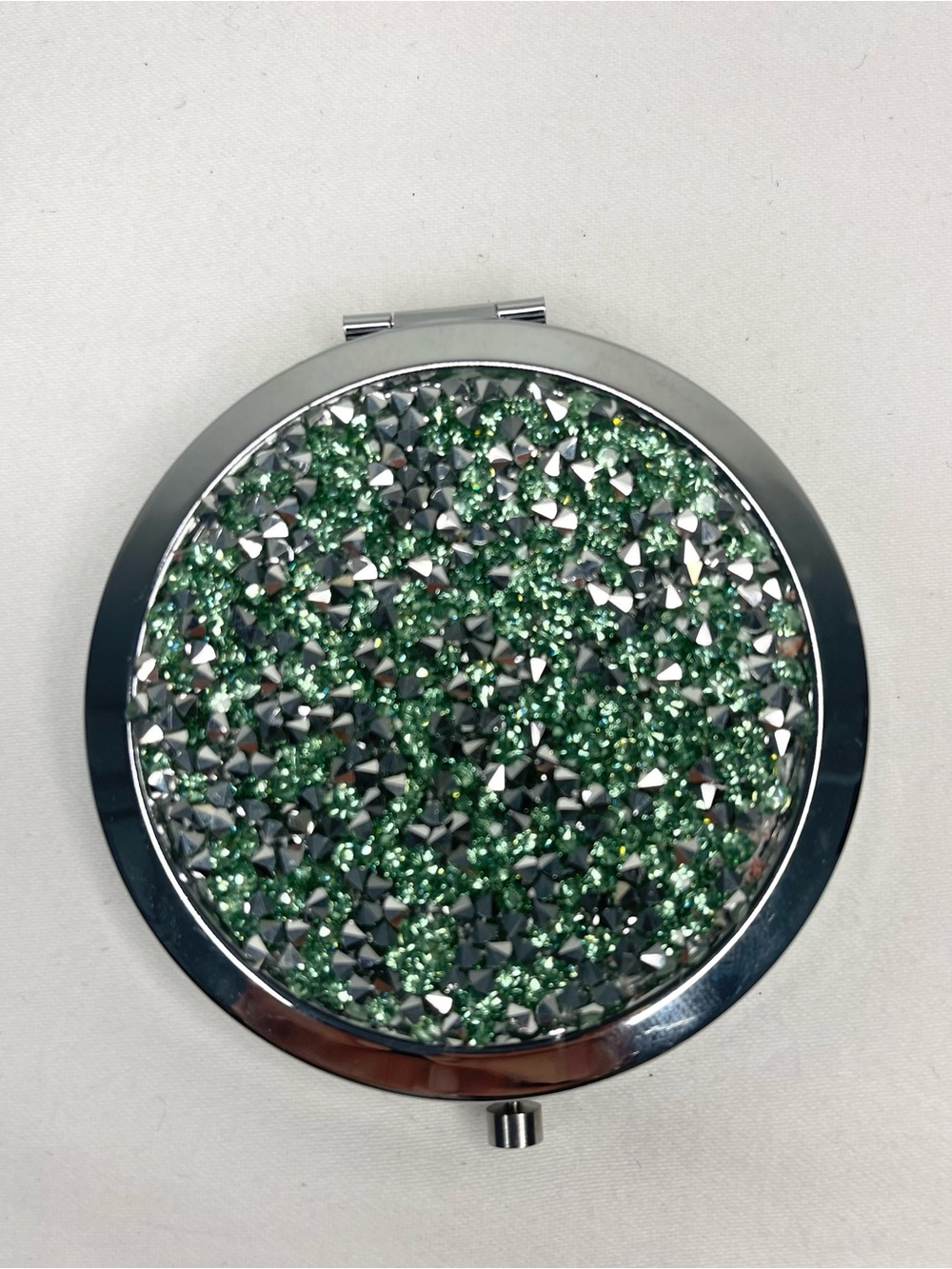 NWOT Compact Mirror with Green Crystal Accent